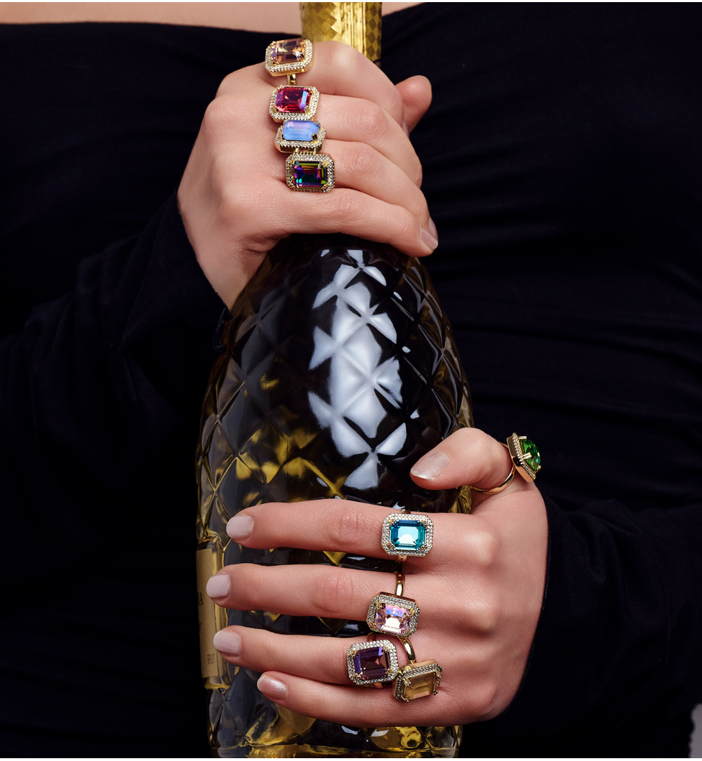 Pierścionek z turkusowym kryształkiem Majestic PSS0087