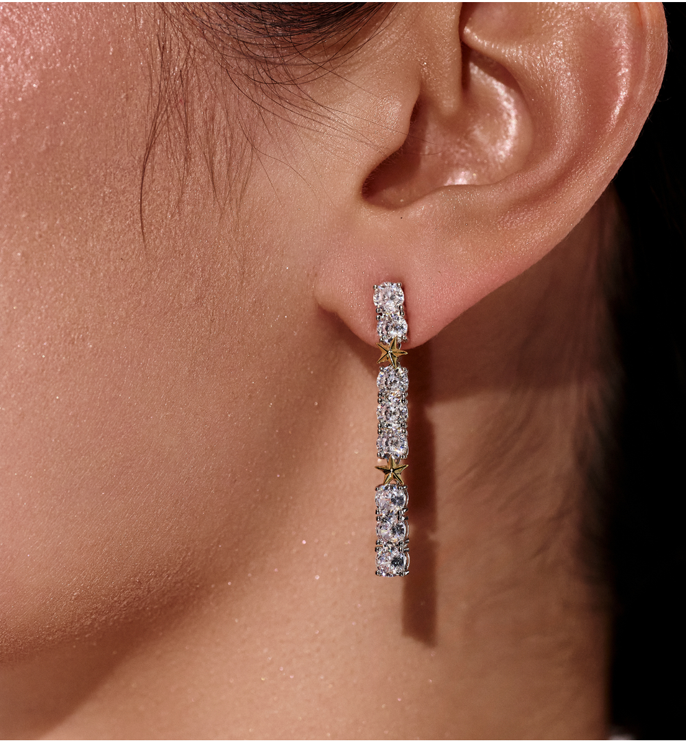 Kolczyki z gwiazdkami i cyrkoniami KSS2138