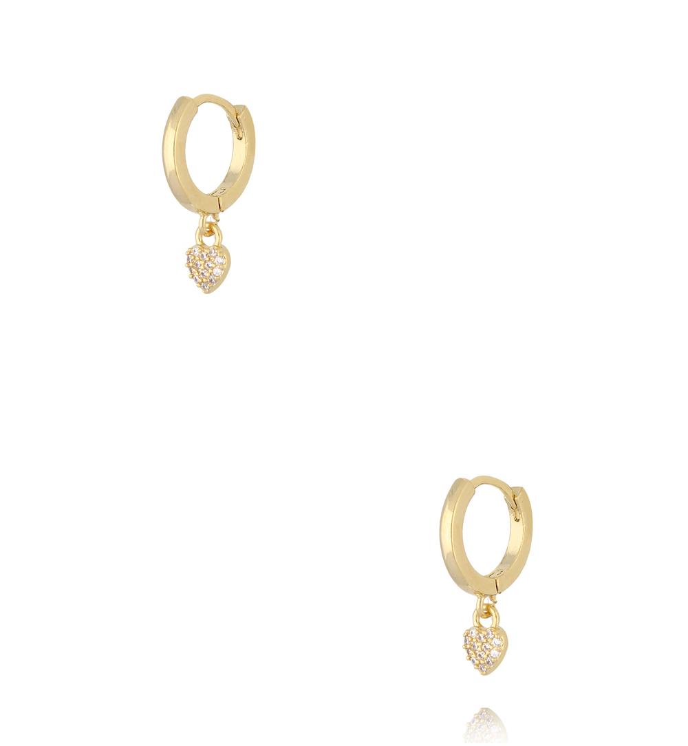 Zestaw złotych kolczyków kółek z zawieszkami KLU0182