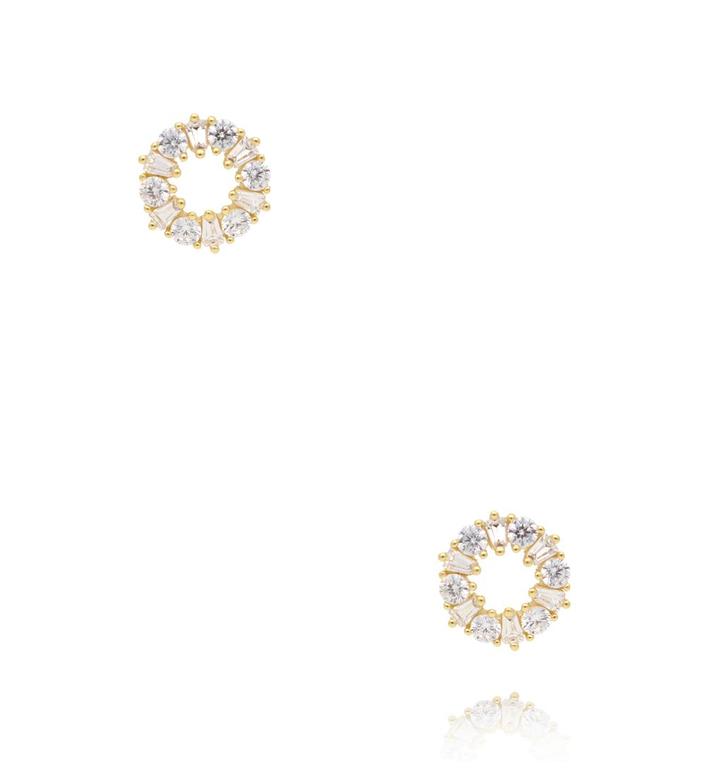 Kolczyki koła cyrkonie, złote KCA0176