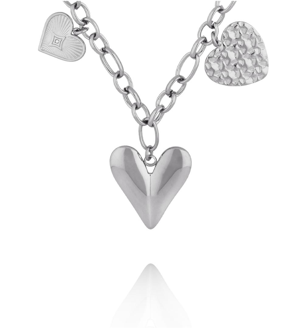 Naszyjnik srebrny z sercami NEA0040
