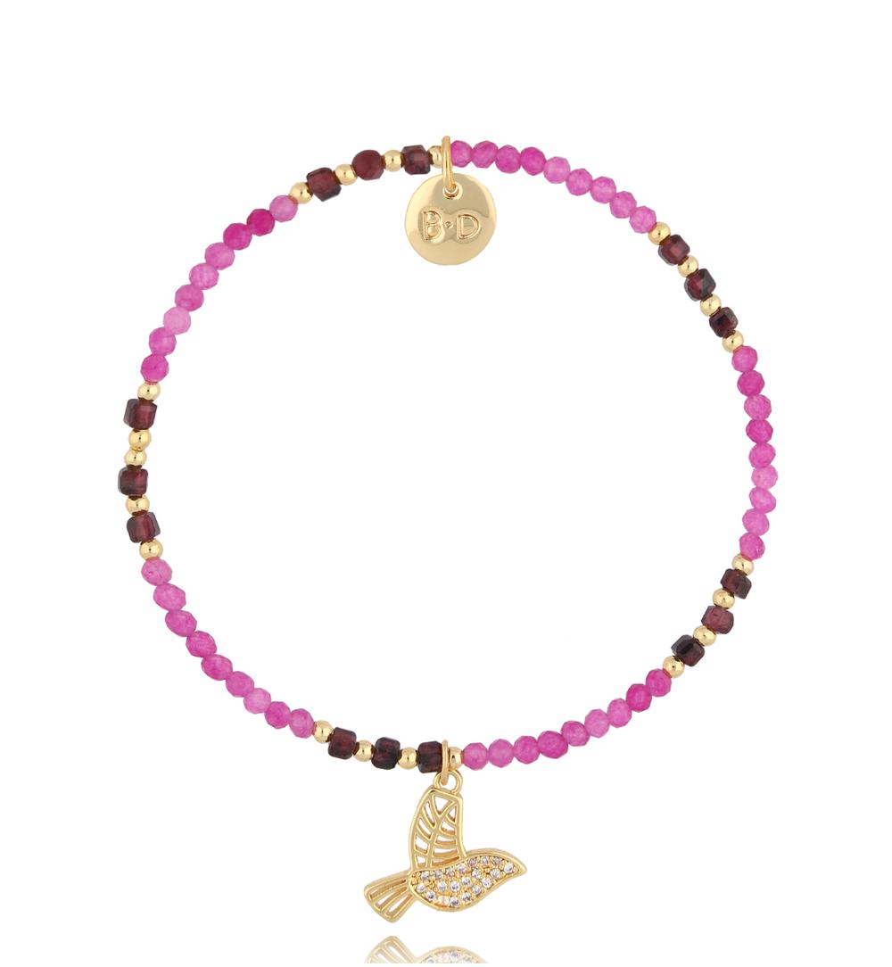 Bransoletka złota z jadeitami i granatami BTW2781