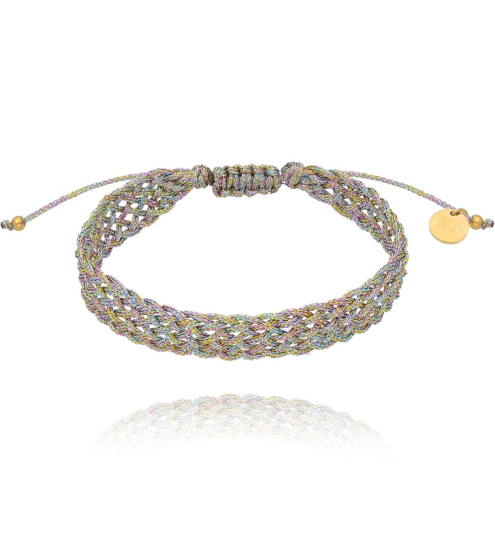 Bransoletka pleciona srebrno fioletowa Braided BSC1928