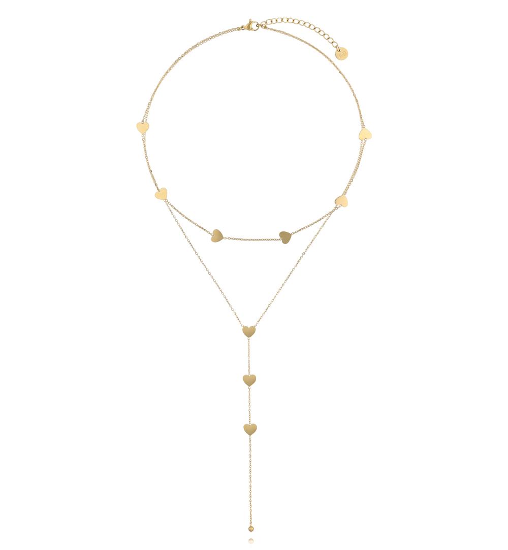 Naszyjnik warstwowy z serduszkami NSY0917