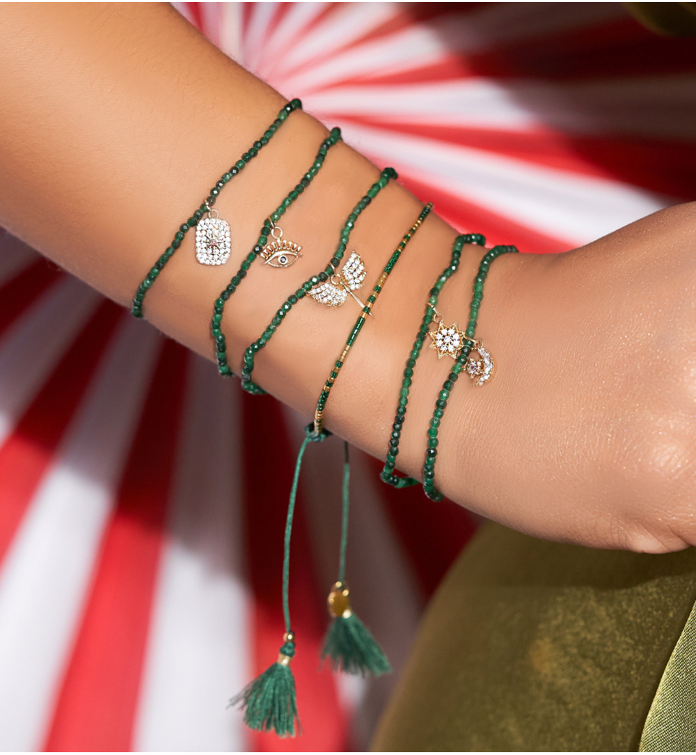 Bransoletka z zielonymi agatami i zawieszką Lifestyle BTW1137