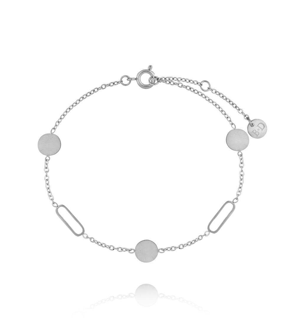 Bransoletka z geometrycznymi detalami srebrna BEA0072