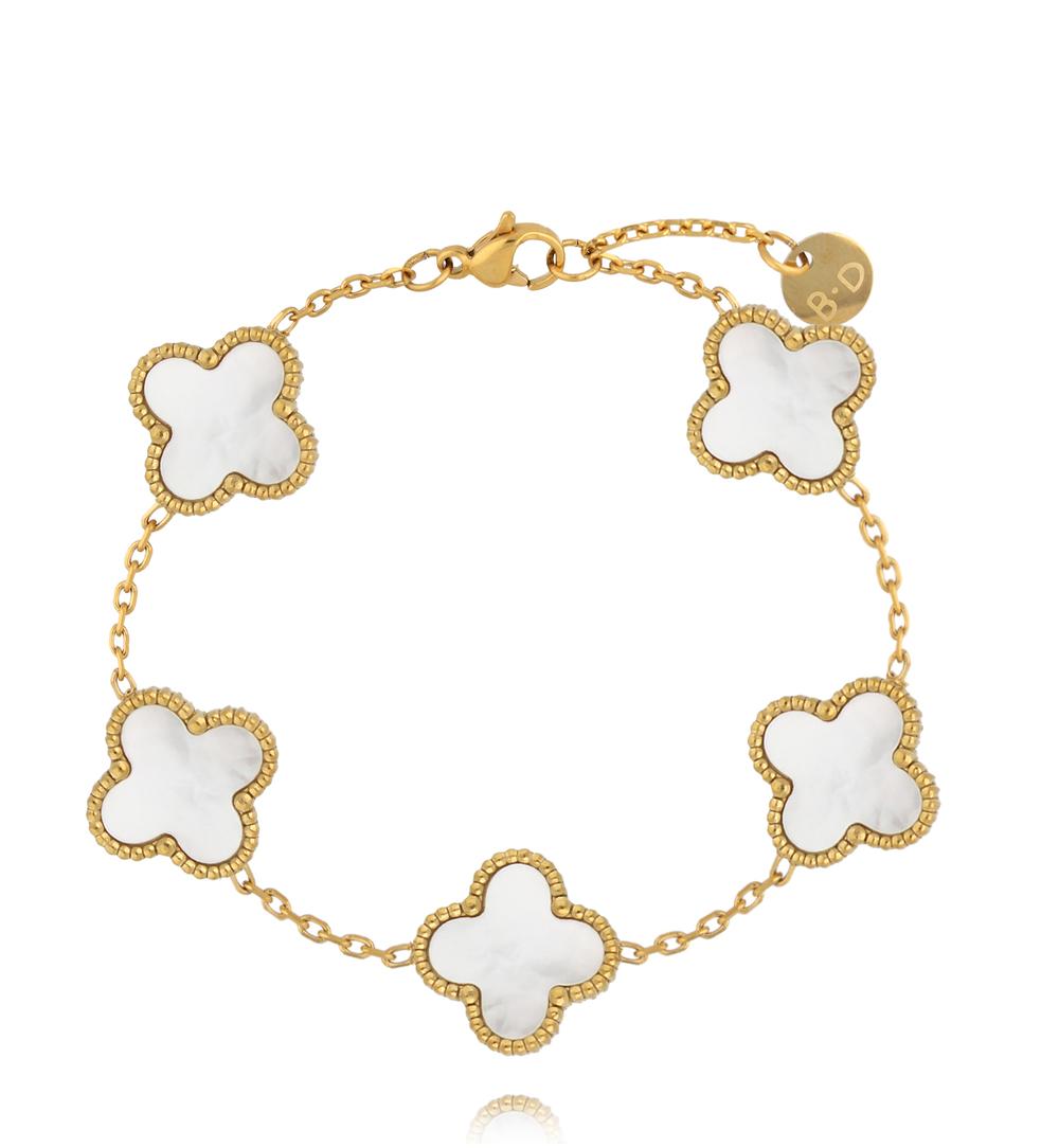 Bransoletka z białymi koniczynkami BSY0529