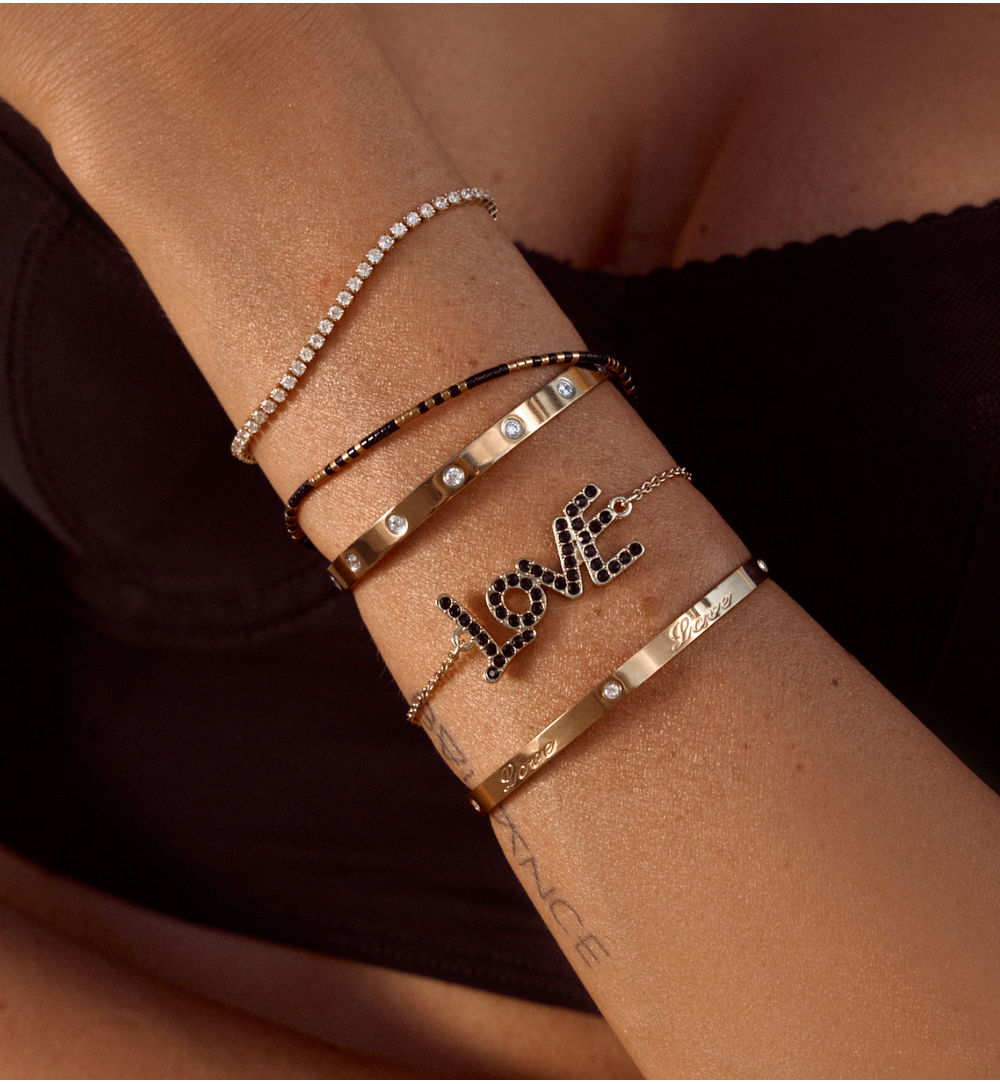 Bransoletka obręcz złota z cyrkoniami Super Cute BSA0281