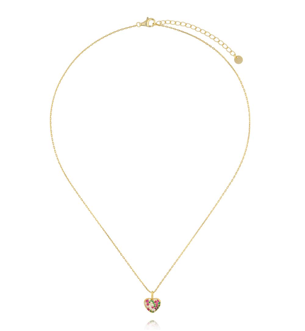 Naszyjnik z kolorowym sercem z cyrkoniami NCA0085
