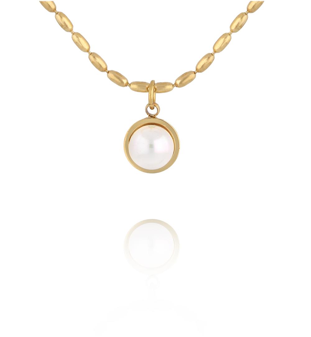 Naszyjnik z drobną perłą złoty NSY0630