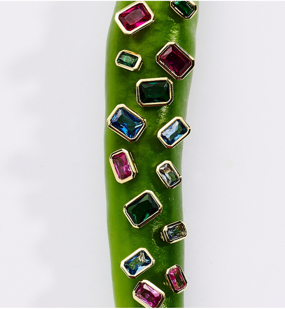 Zestaw kolczyków z fuksjowymi i różowymi cyrkoniami KSS1999