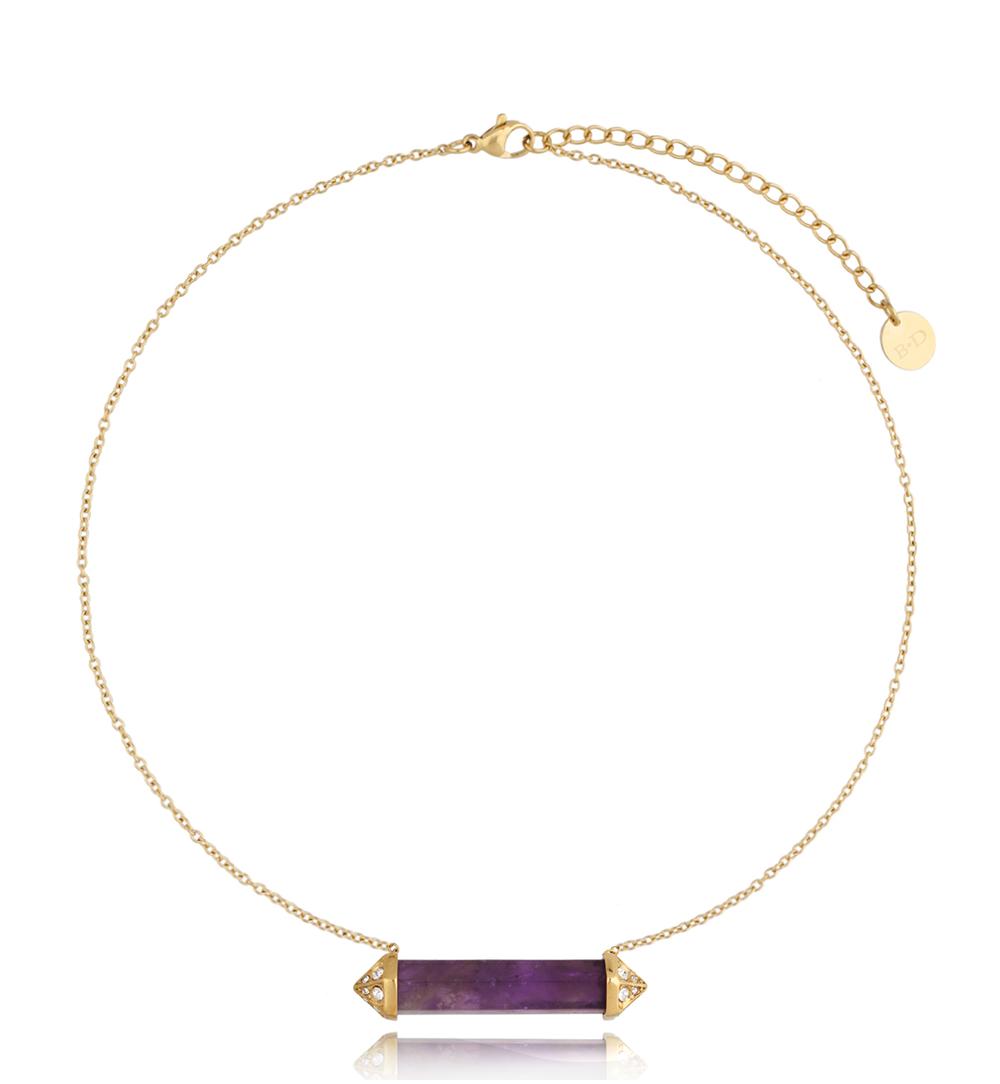 Naszyjnik z ametystem i cyrkoniami Cristal Stone NLB0264