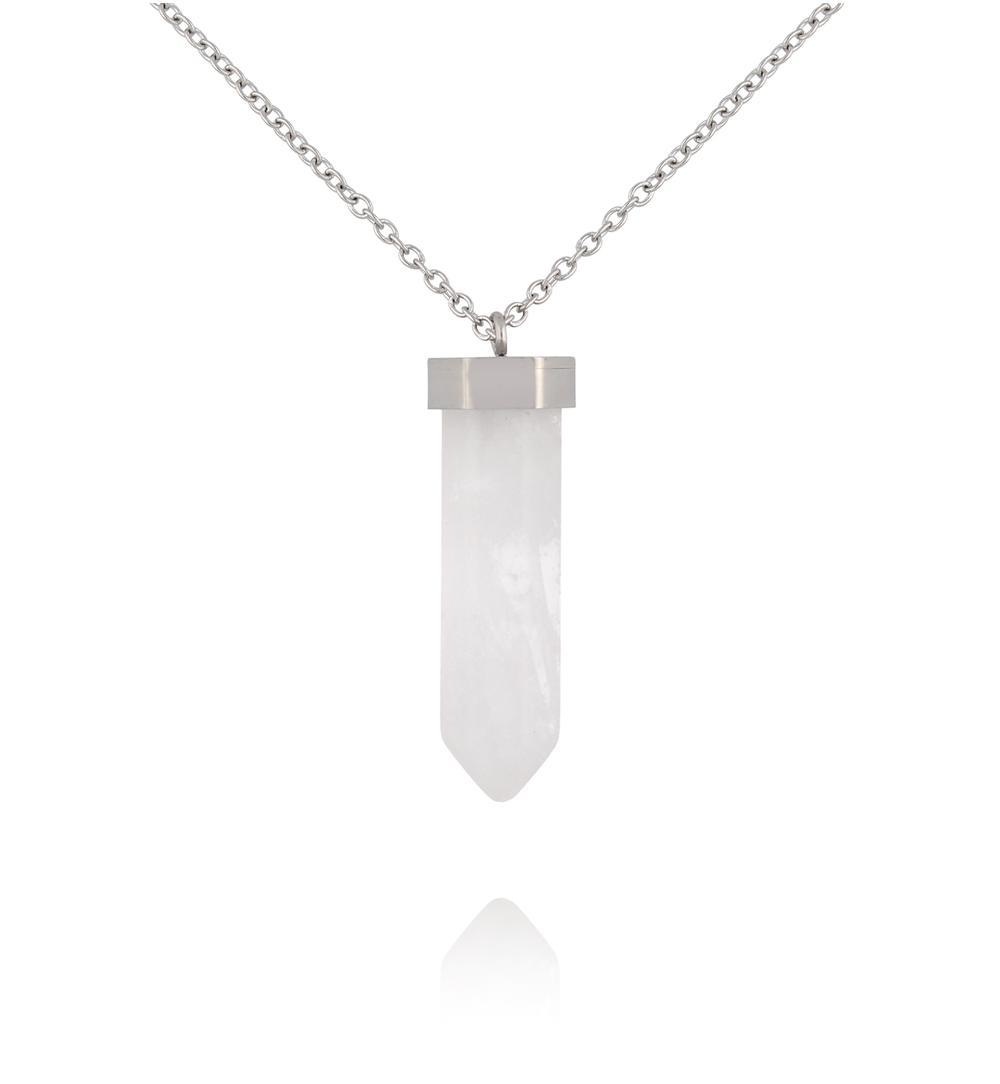 Naszyjnik z kwarcem na srebrnym łańcuszku NLB0371