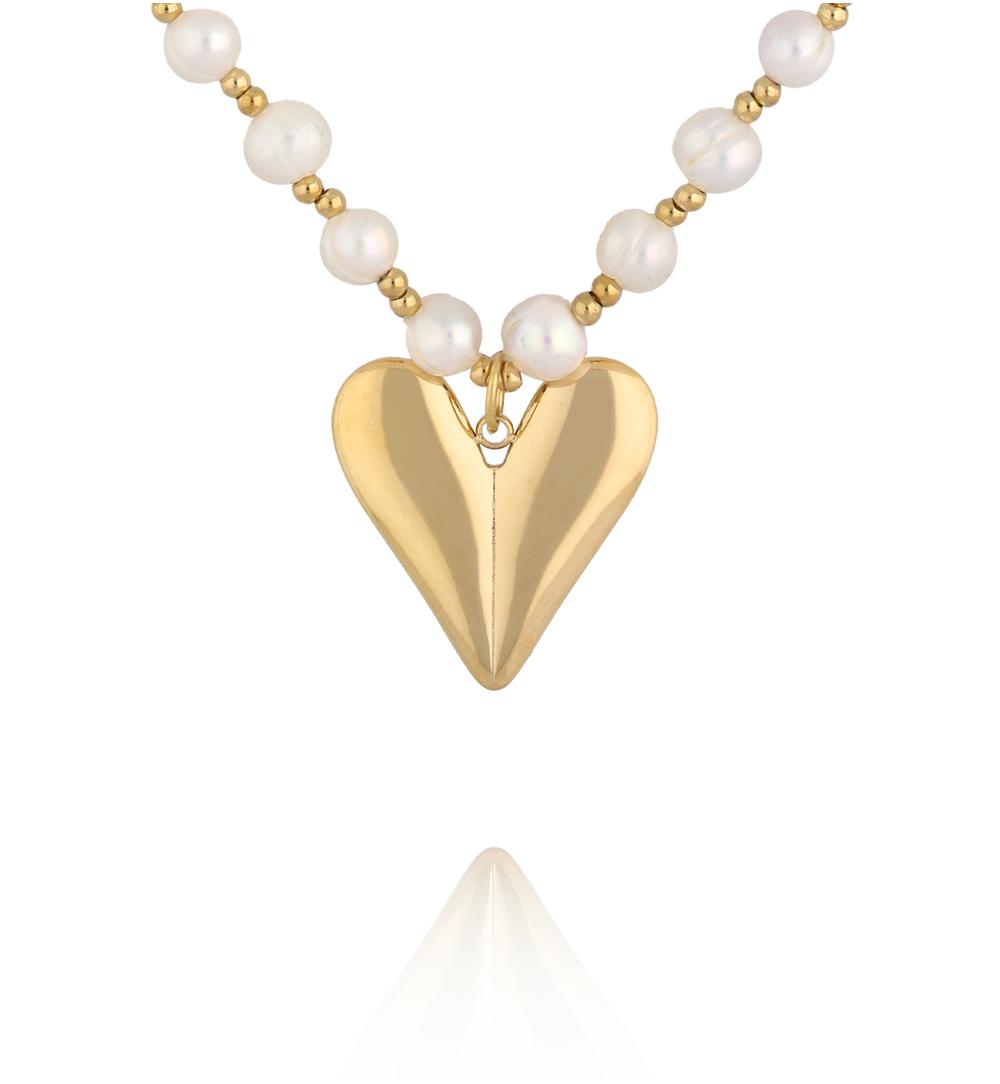 Naszyjnik z pereł z zawieszką w kształcie serca NPE0375
