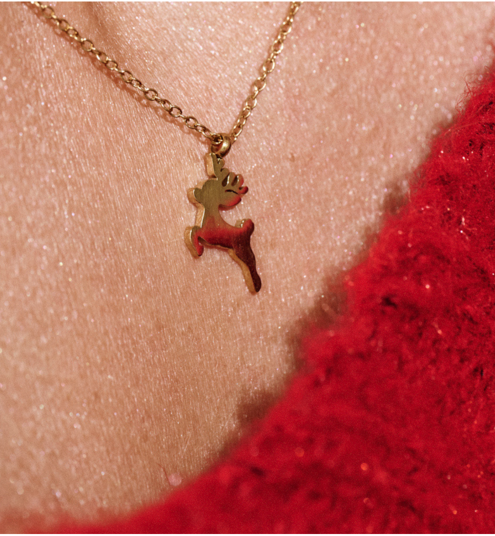 Naszyjnik z reniferem złoty NSA1379