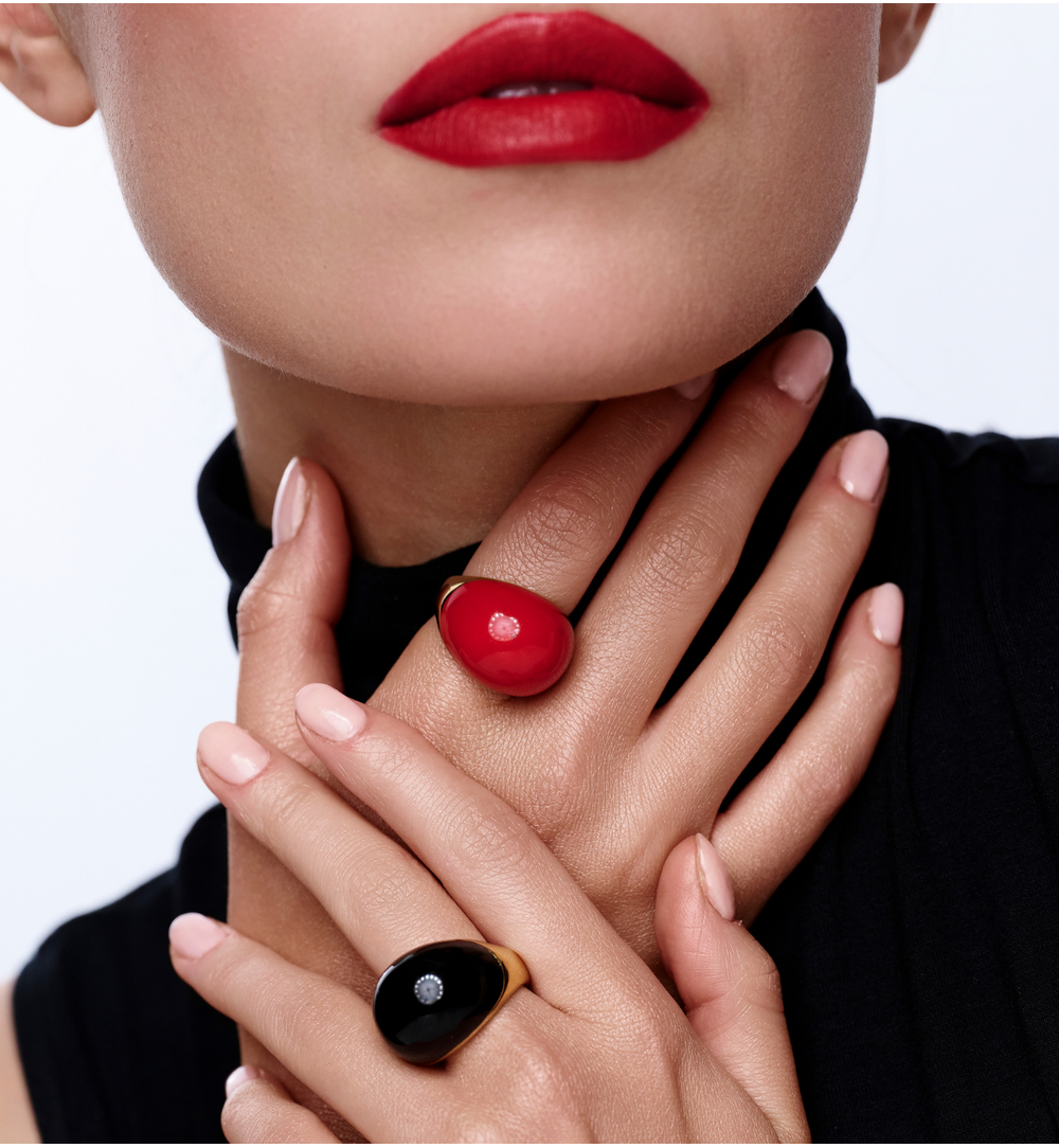 Pierścionek złoty z czarną emalią PSA1217