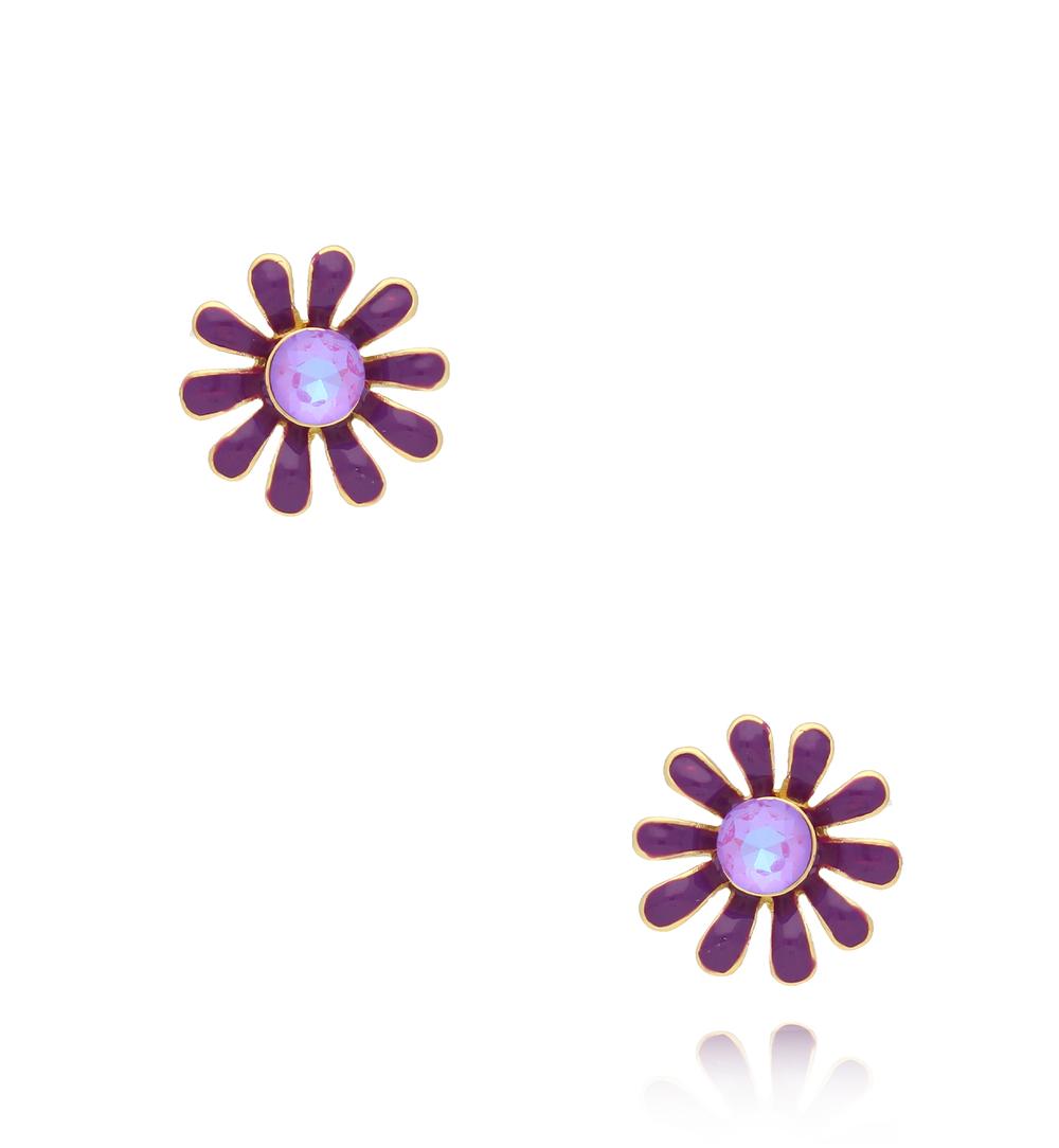 Kolczyki fioletowe z kwiatuszkiem Caws KJO0016