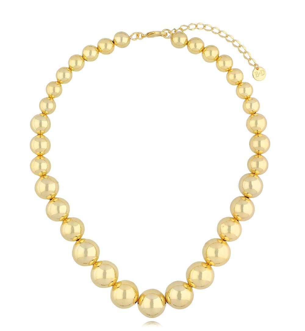 Zestaw złotych naszyjników z kulami i sercem ZN0172