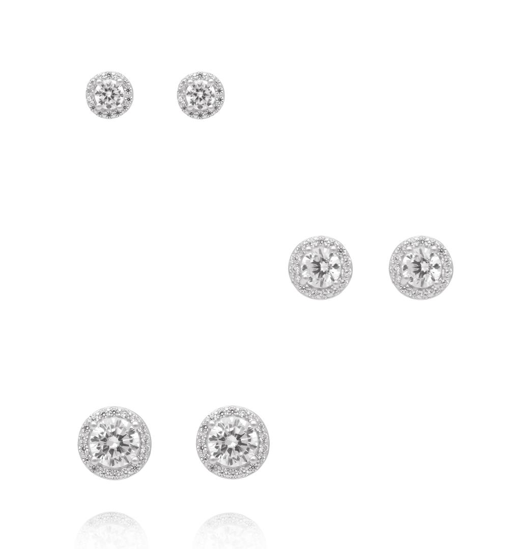 Zestaw kolczyków posrebrzanych z cyrkoniami KLT0047