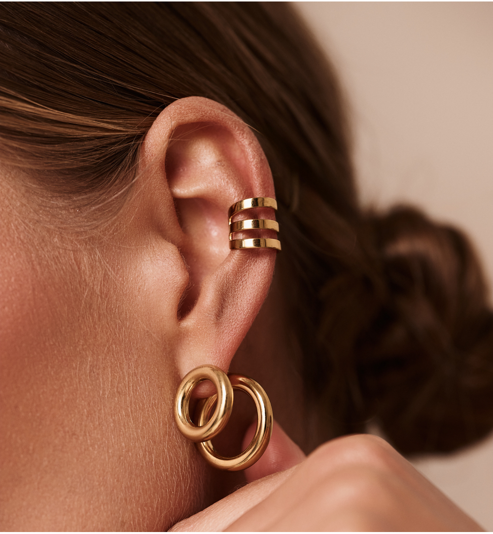 Nausznice złote potrójne KSY0461