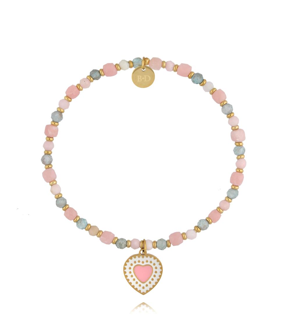 Bransoletka pastelowa z serduszkiem BTW3695