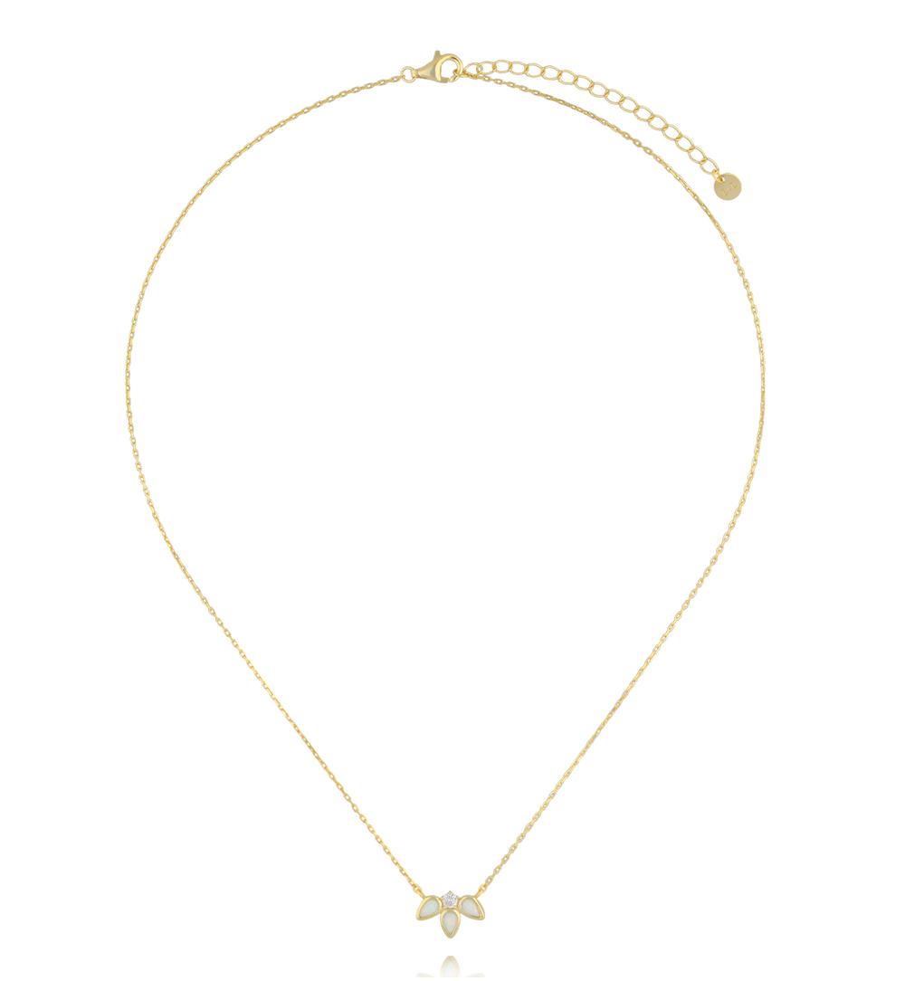 Naszyjnik z opalami i cyrkonią NCA0091