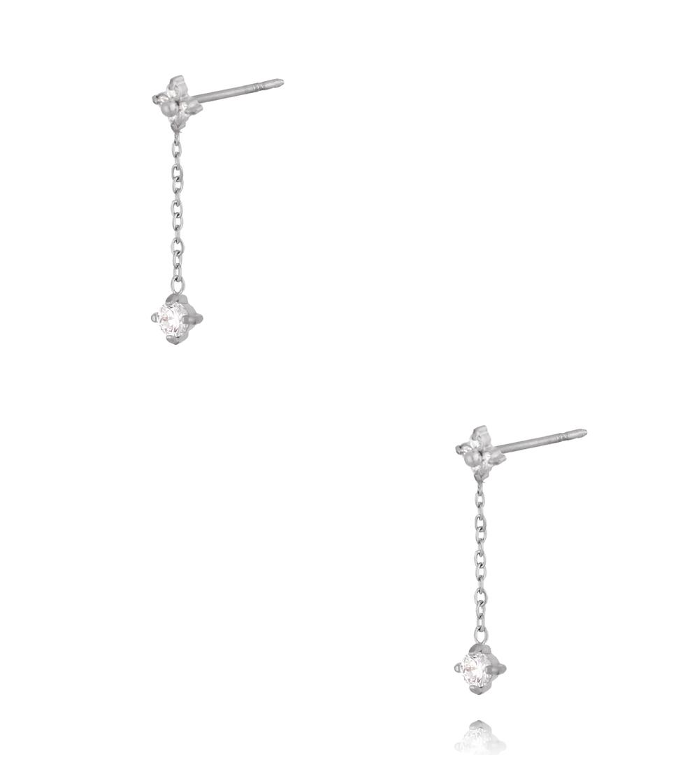 Kolczyki srebrne z łańcuszkiem i cyrkoniami KSY0818