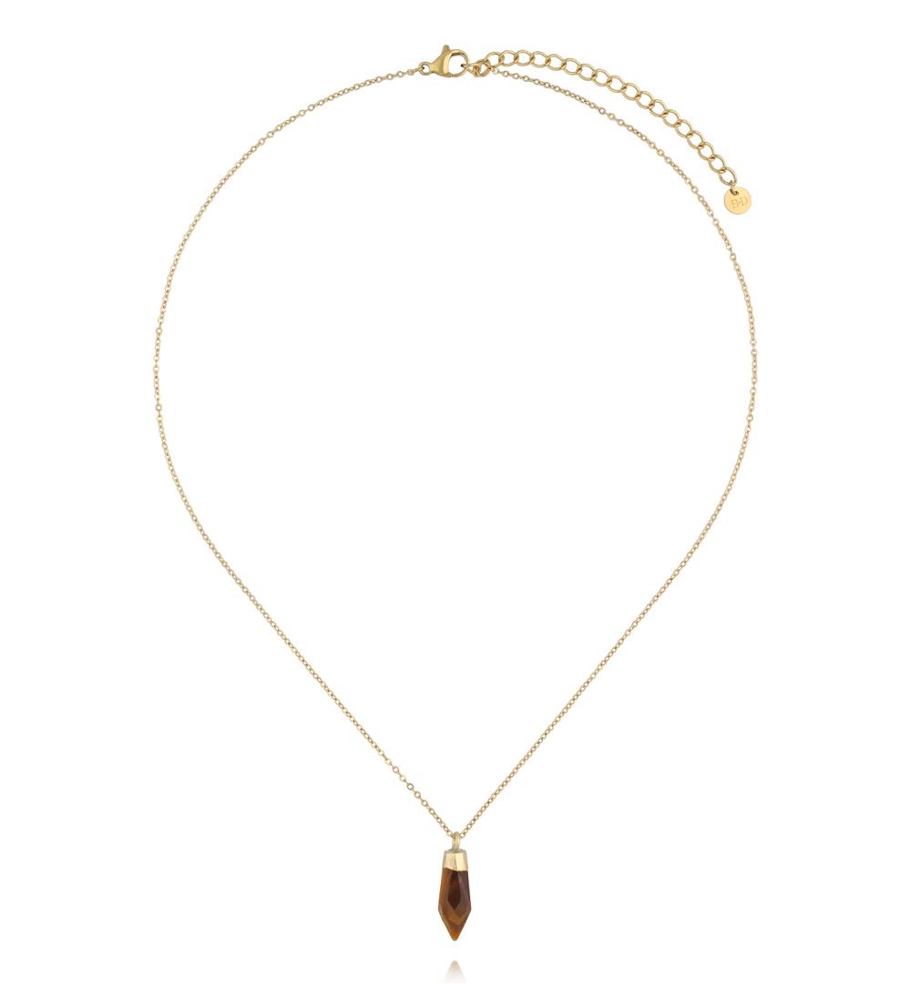 Naszyjnik z tygrysim okiem w złotej oprawie NEA0108