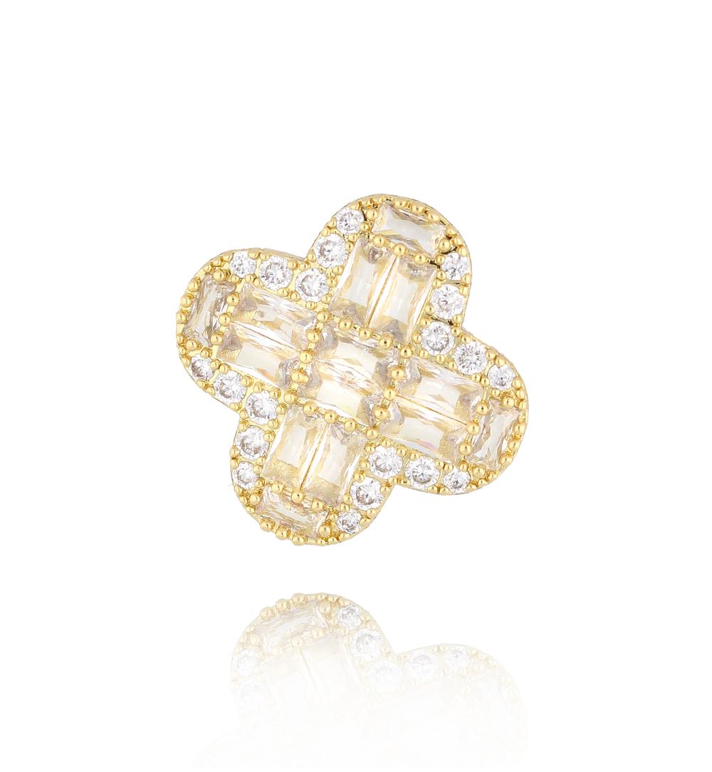 Broszka złota z kryształową koniczynką Cristal Clover BRSS0238
