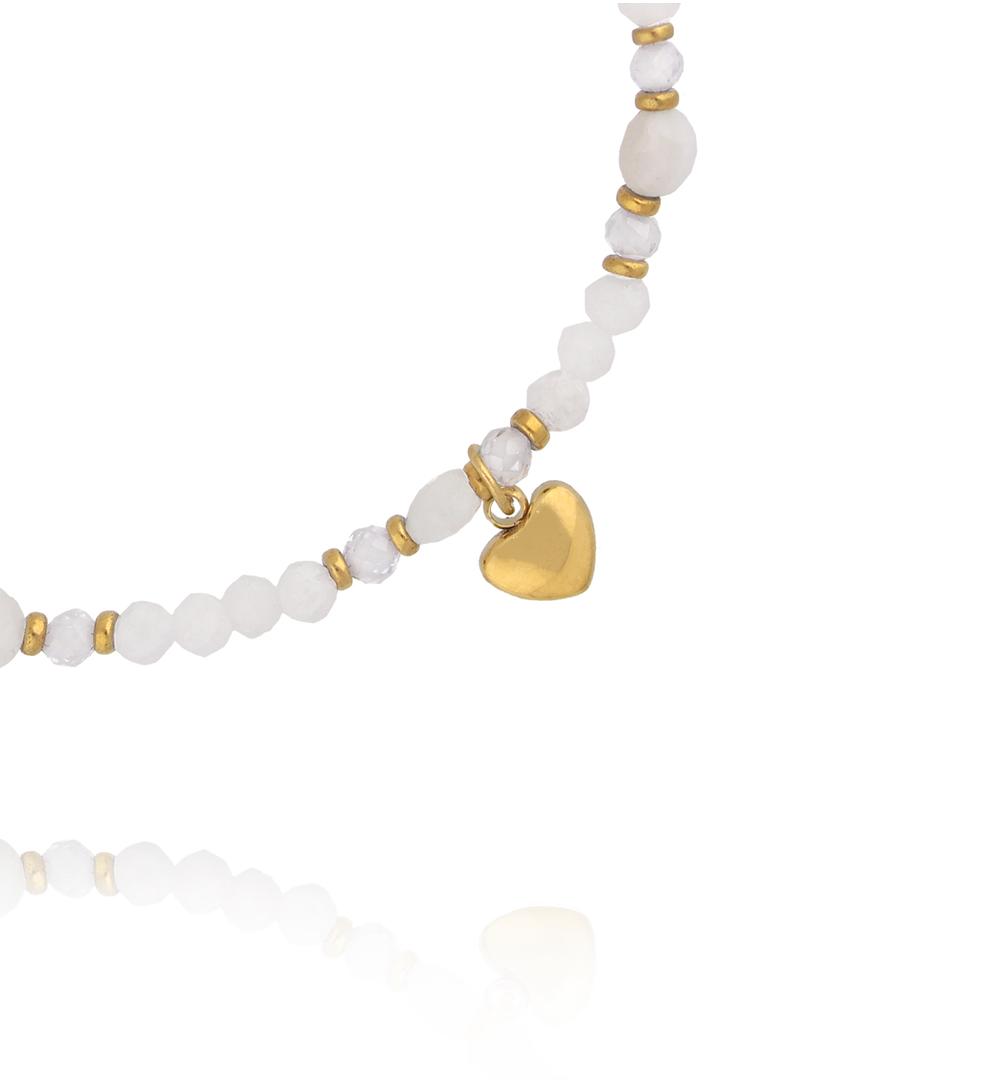 Bransoletka z kamieniami księżycowymi i sercem BTW3750