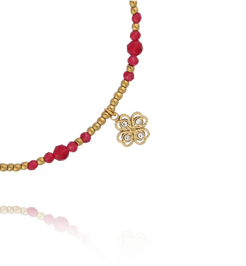 Bransoletka z jadeitu i zawieszką koniczyny BTW3525