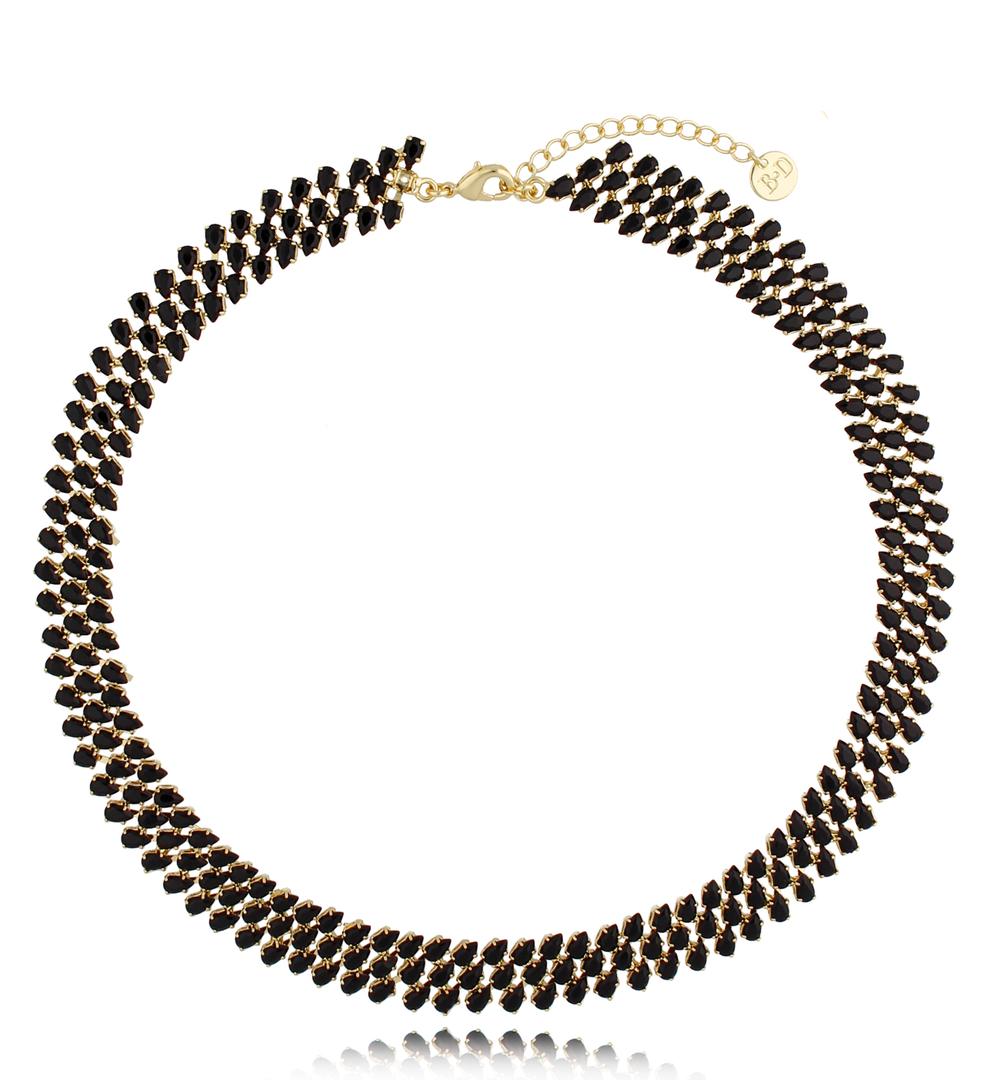 Naszyjnik z kryształami czarnymi Truly NS0061