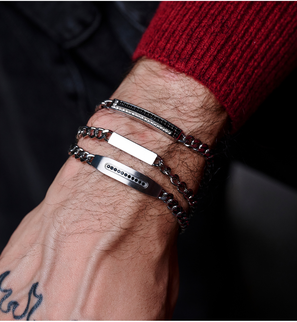 Bransoletka męska srebrna z łańcuchem Arnvid BMITC0560