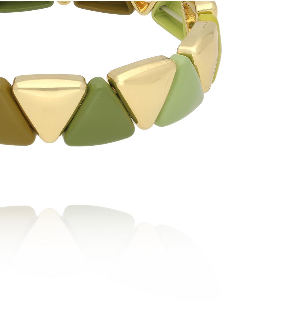 Bransoletka geometryczna z trójkątnych modułów w odcieniach zieleni BCR0048