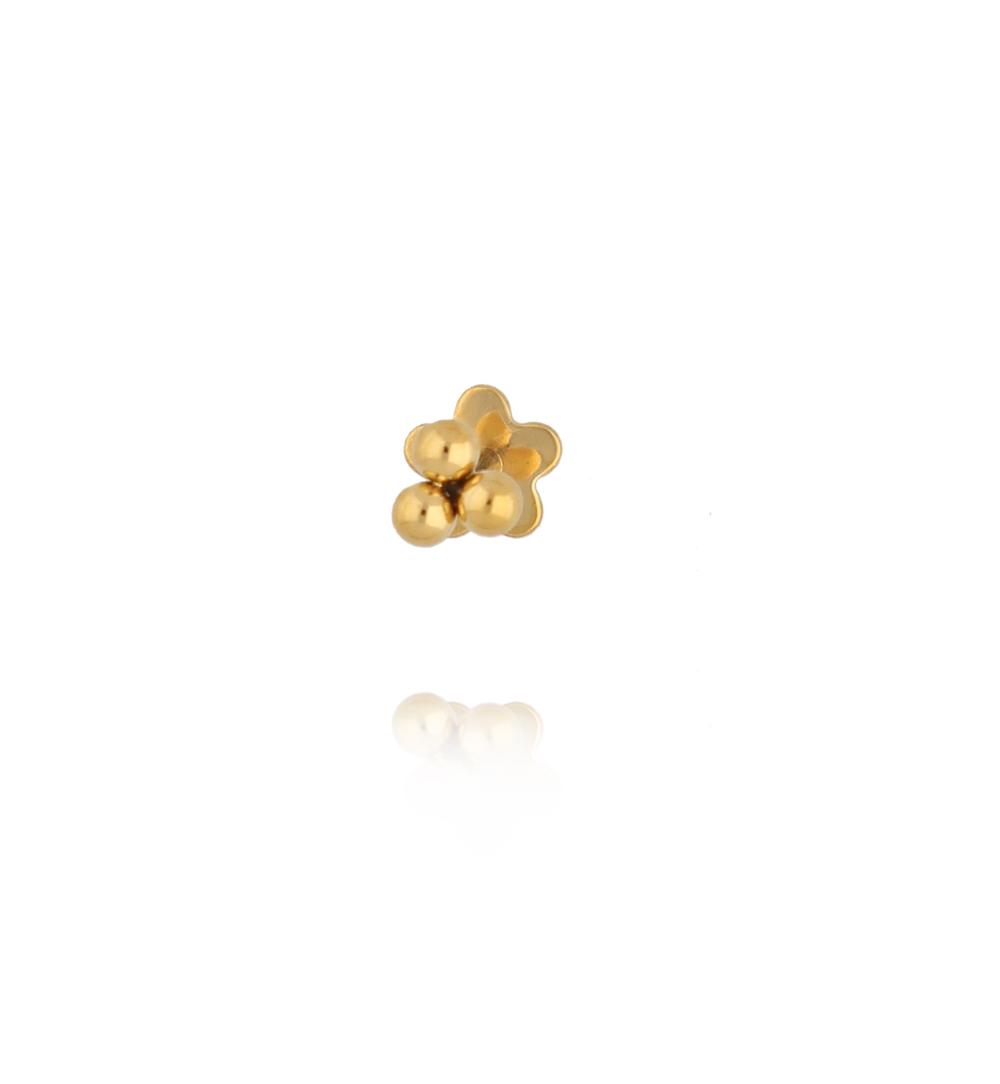 Kolczyk labret złocony z trzema kuleczkami KSA2428