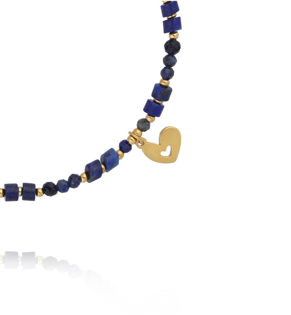 Bransoletka z lapisu lazuli z zawieszką w kształcie serca BTW3504