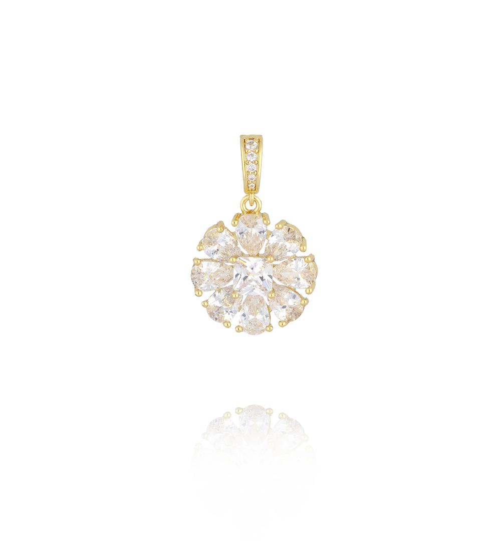 Charms złoty kwiat z kryształami CHSS0046