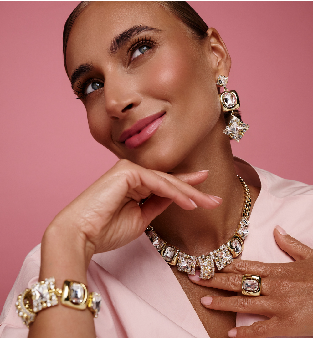 Pierścionek z geometryczny z transparentnym kryształem PSS0231