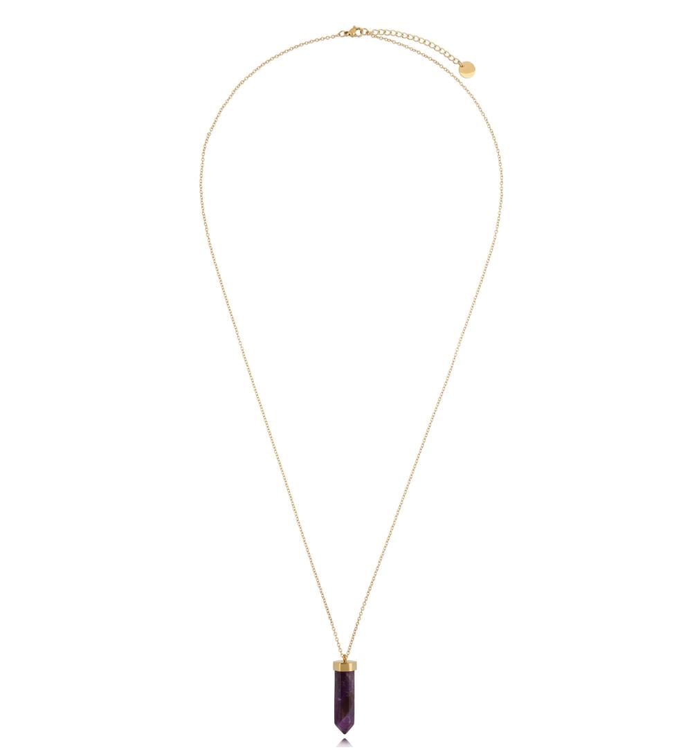 Naszyjnik złoty z ametystem Go Get It 70 cm NSA0559