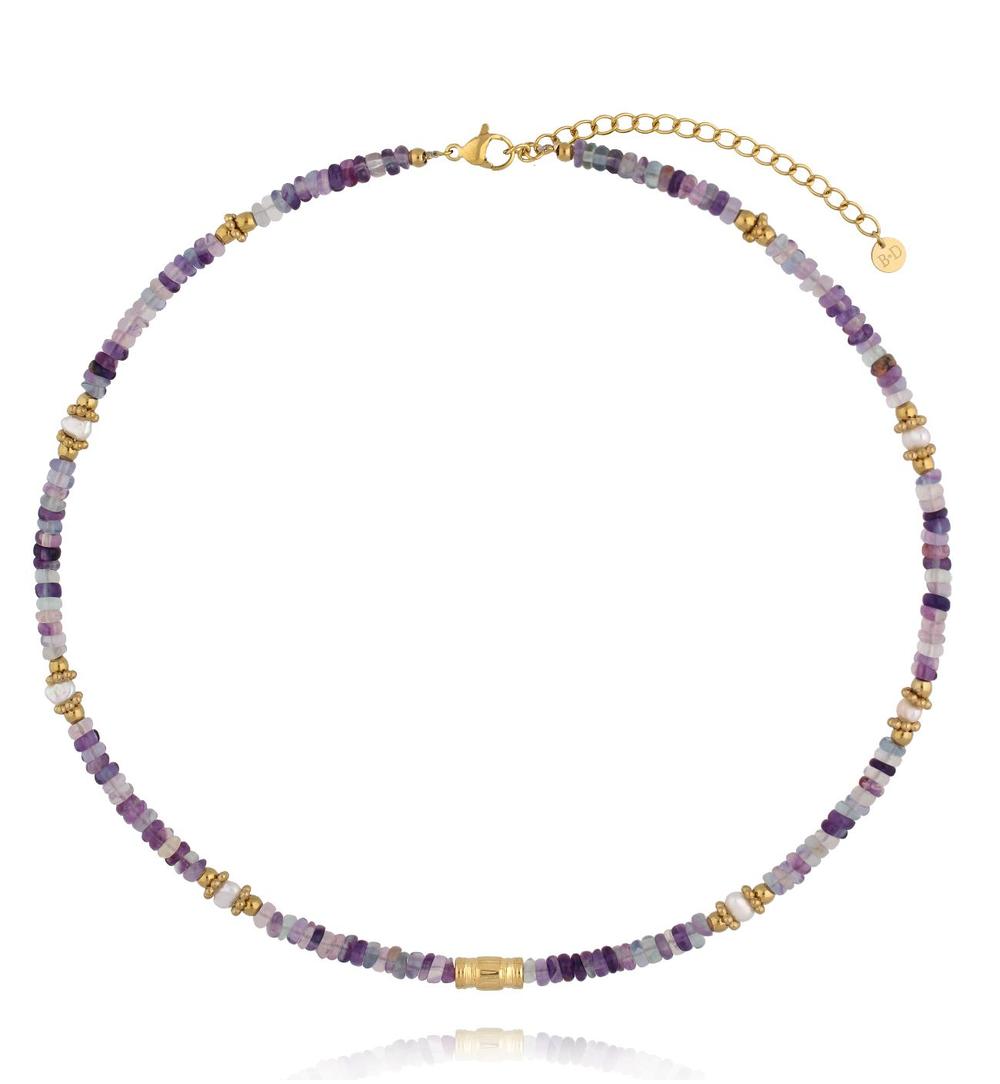 Zestaw naszyjników z kunzytu i ametystu z elementami ZN0148