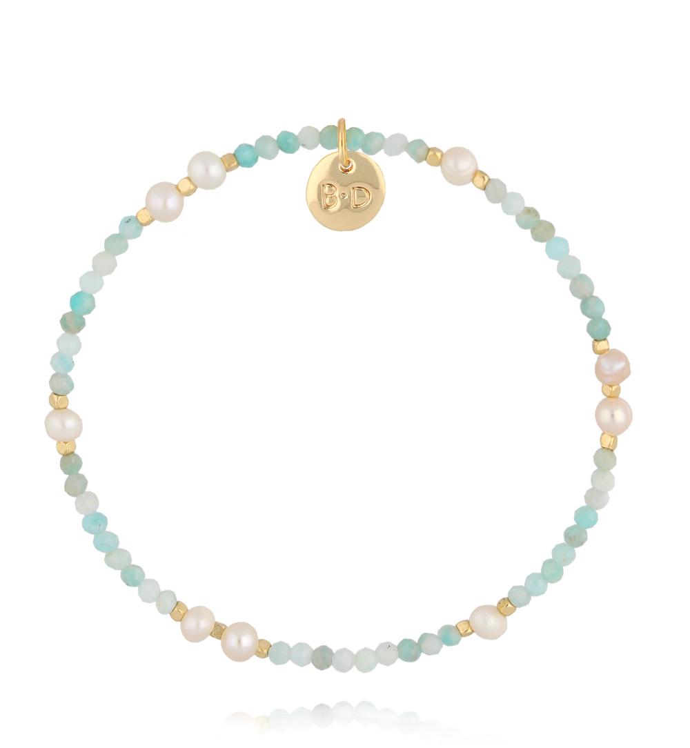 Bransoletka z amazonitami i perłami BTW3616