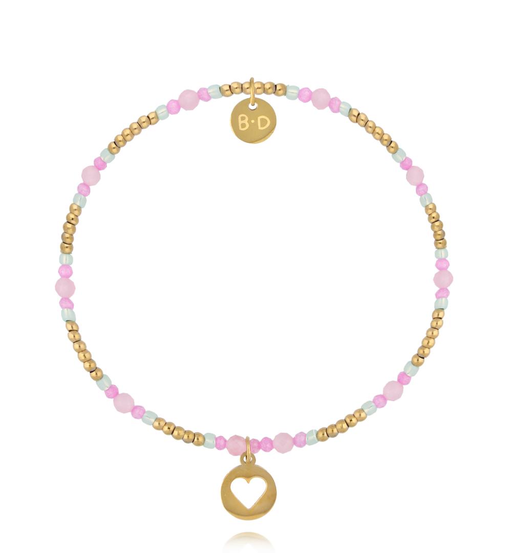 Zestaw bransoletek z naturalnych kamieni w odcieniach różu ZN0155