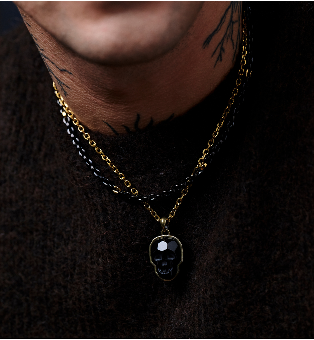 Naszyjnik z czaszką i onyksem NMITC0204