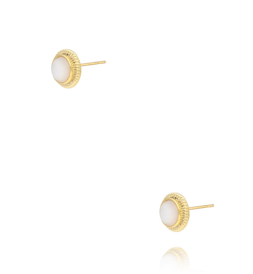 Kolczyki okrągłe z masą perłową złote KSS2193