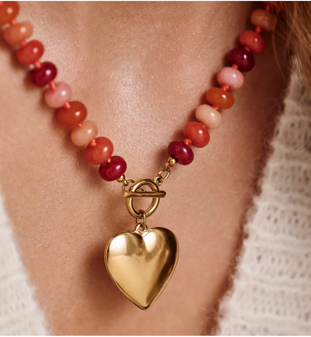 Naszyjnik z pomarańczowymi jadeitami NPA1496