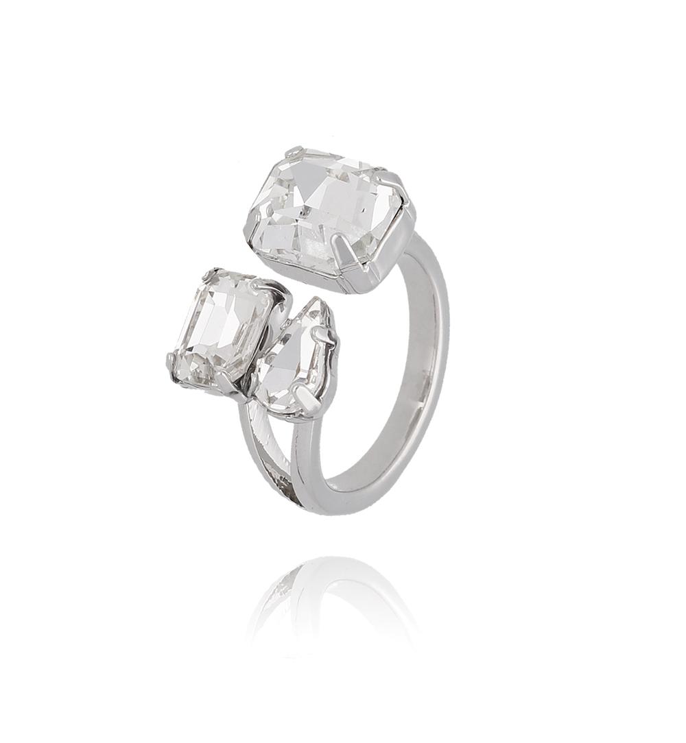 Pierścionek srebrny z transparentnymi kryształami PRG0091 rozmiar 12