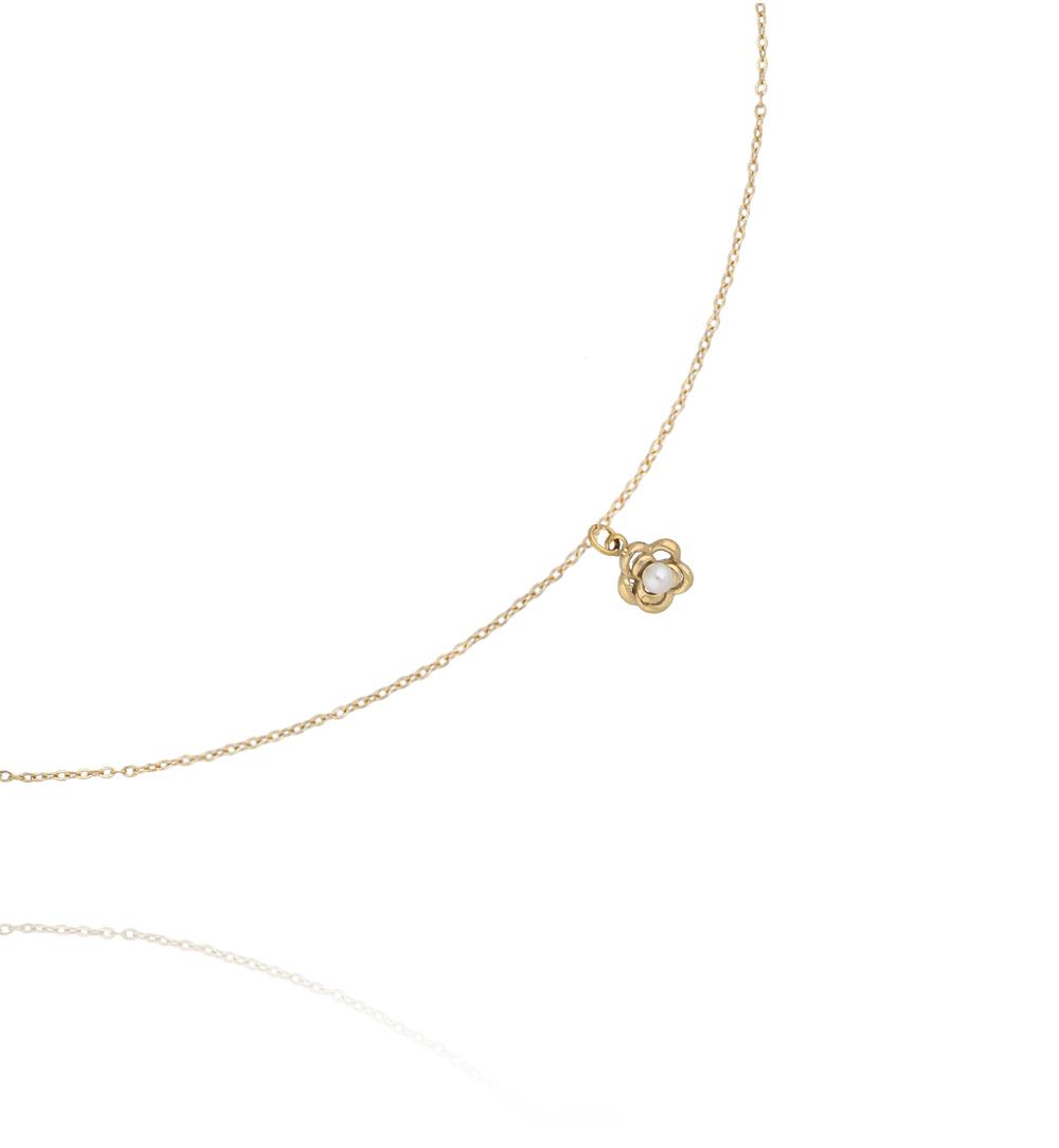Naszyjnik z kwiatkiem i perełką NSY0786
