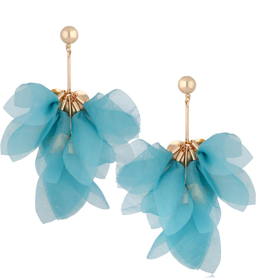 Kolczyki z szyfonu jasne morskie Tropic KBL1212