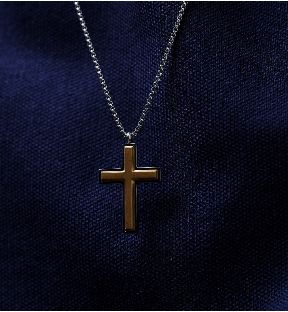 Naszyjnik męski ze złotym krzyżykiem Galti NMITC0120