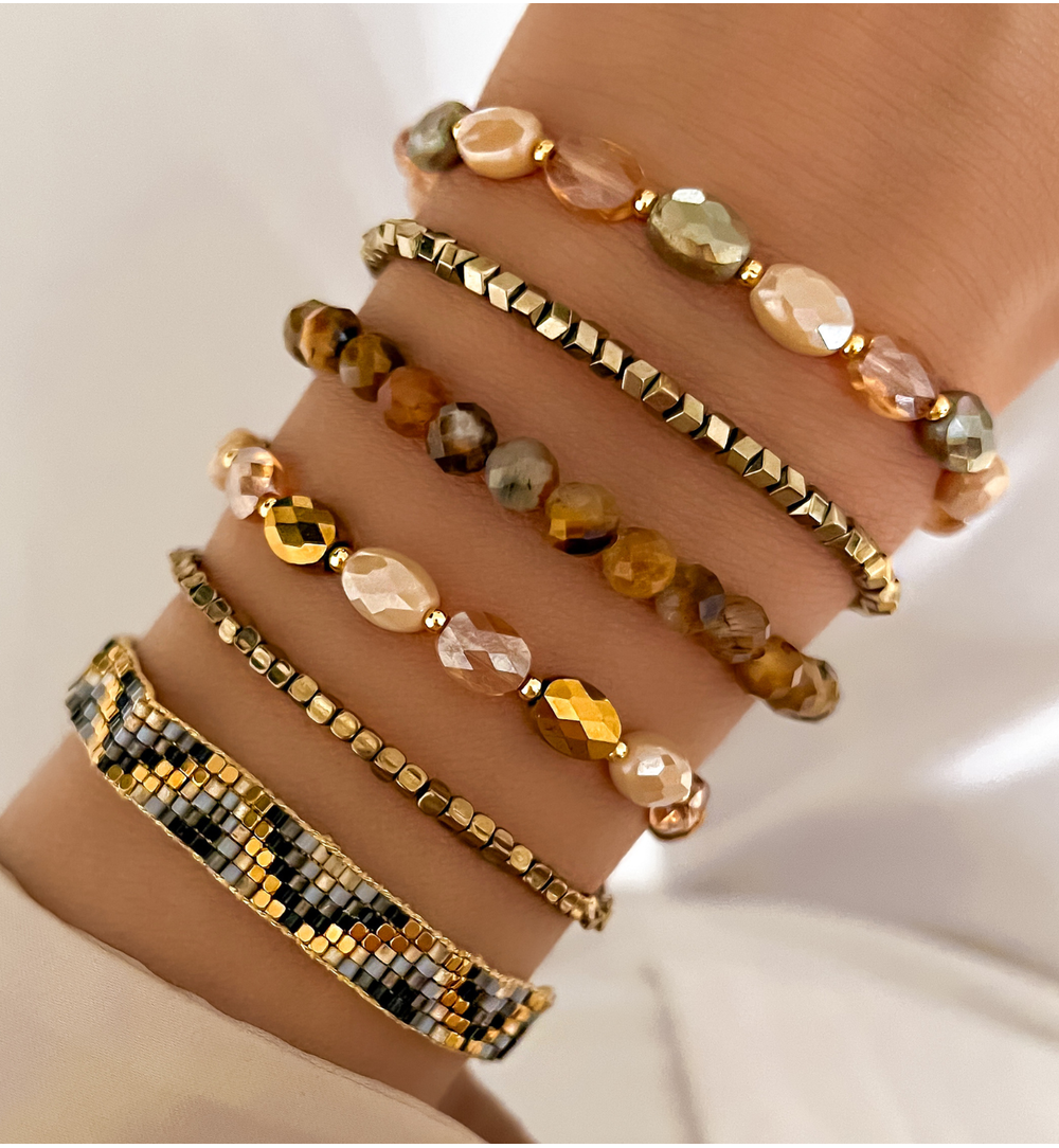 Bransoletka szaro złota z koralikami Miyuki Tomoko BSC1843